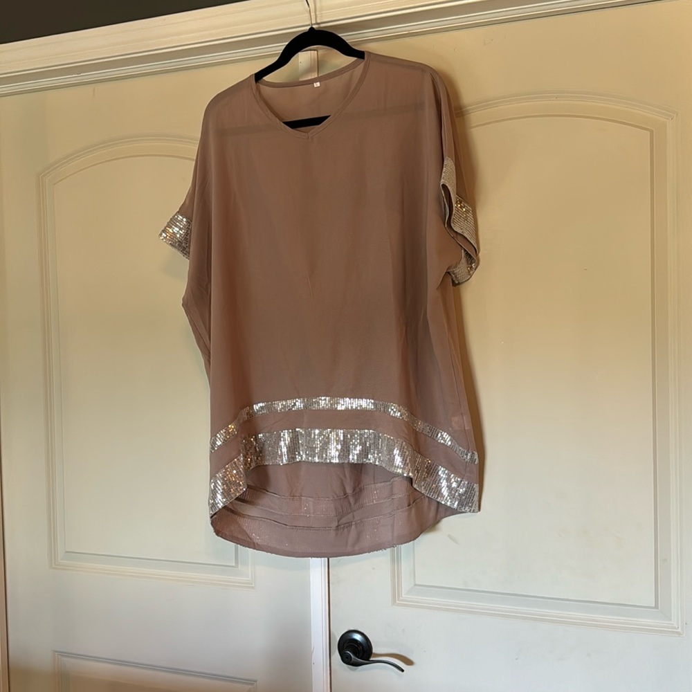 New No Tag Chiffon Top With Sequins - image 1